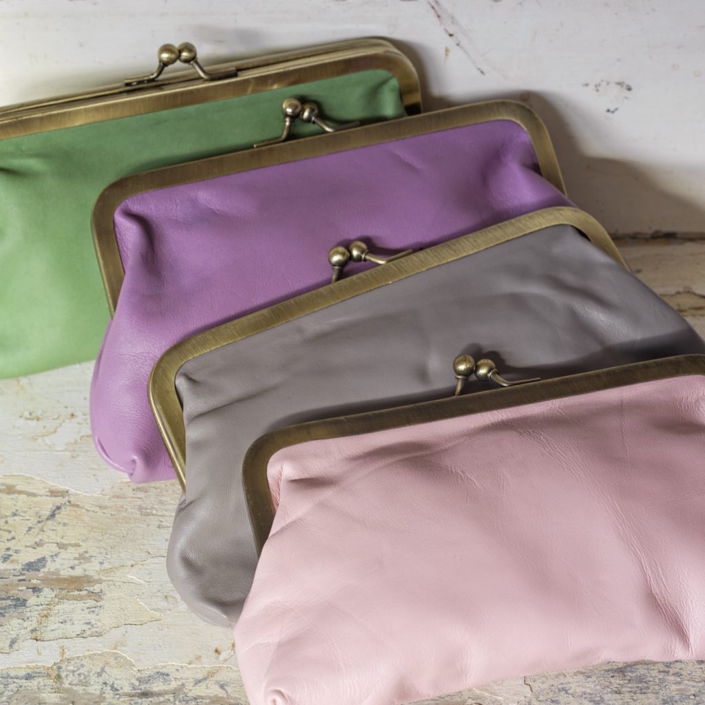 Leather Clutch Bag Pastels Gabrielle Parker