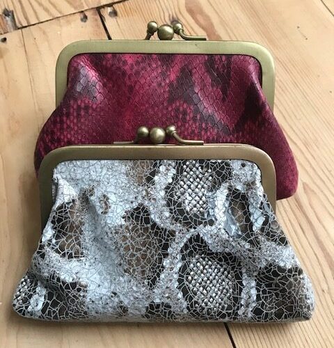 Leather Clip Purse Snake
