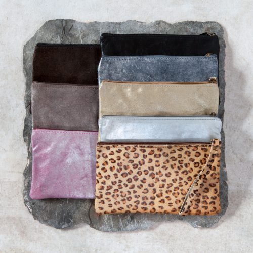 Leather Zip Clutch