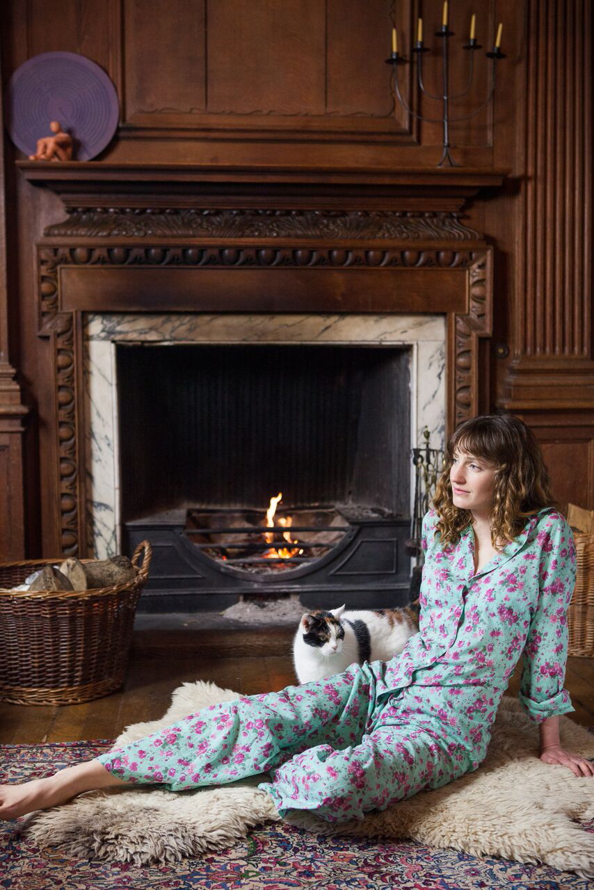 Cotton Pyjamas in Rambling Rose Sea Green