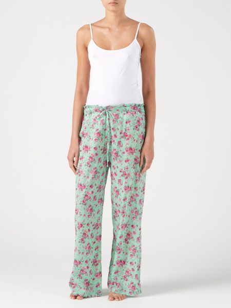 Pyjama trousers in Rambling Rose Sea Green
