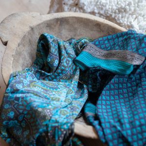 Scarves in KK Green and Blue Leaf