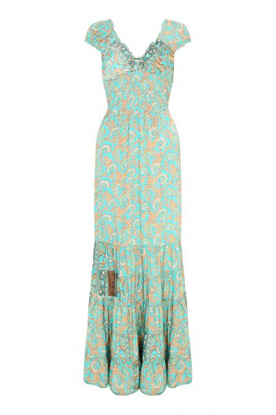 Long Gypsy dress Turquoise thistle