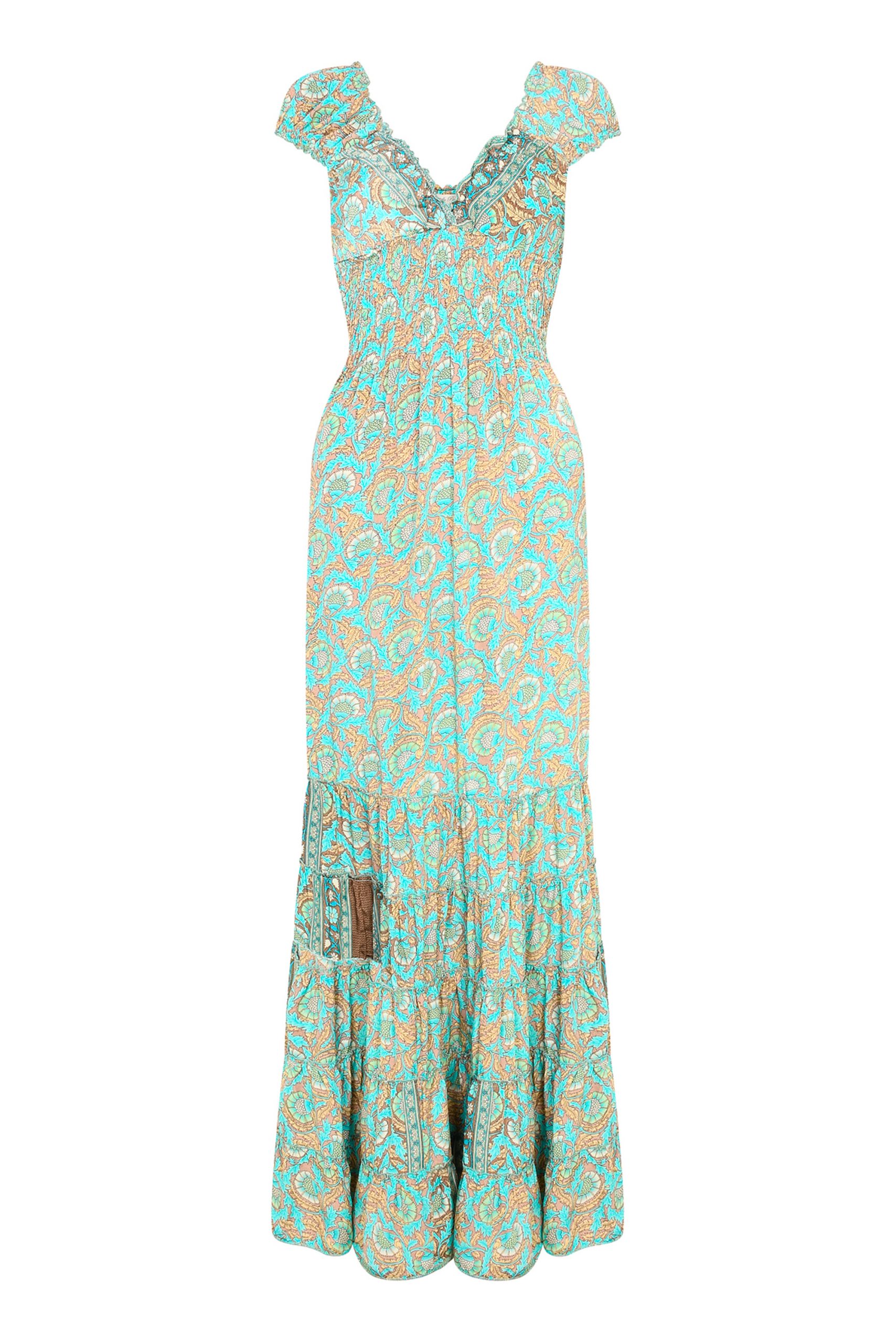 Long Gypsy dress Turquoise thistle – Gabrielle Parker