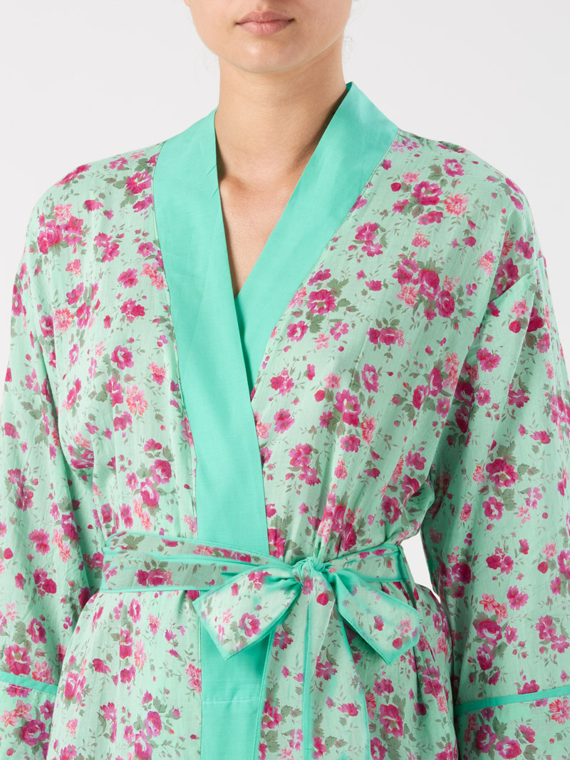 Kimono Rambling Rose Sea Green-close