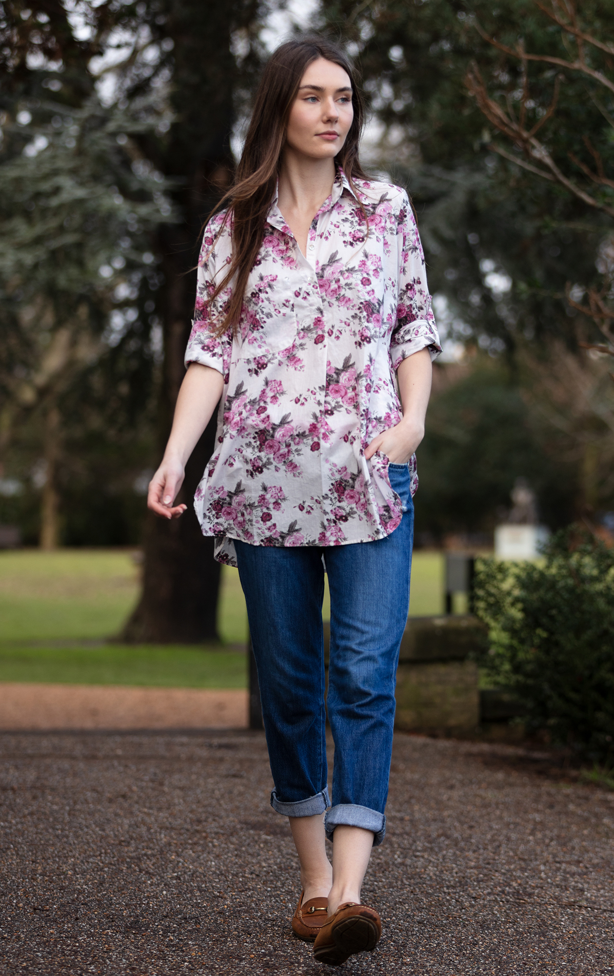 Gracie shirt in Vintage rose white