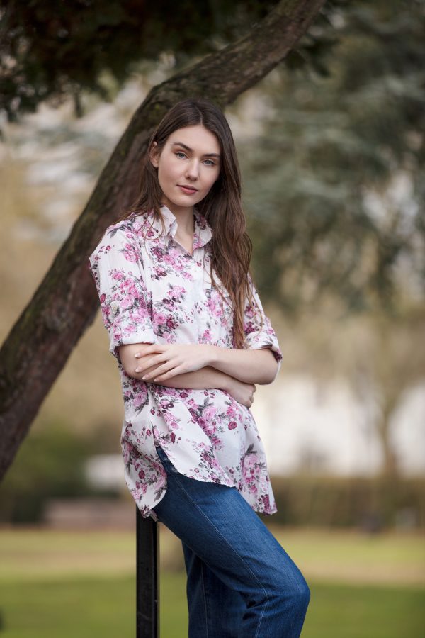Gracie shirt in Vintage rose white