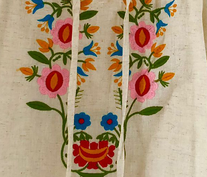 Cream with multi embroidery red