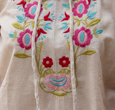Cream with multi embroidery pink