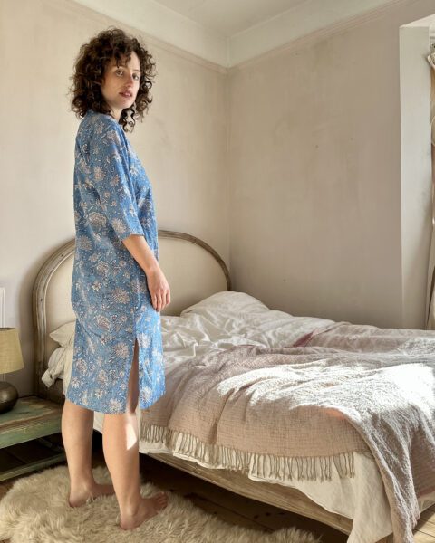 Block print Nightshirt in Blue 2