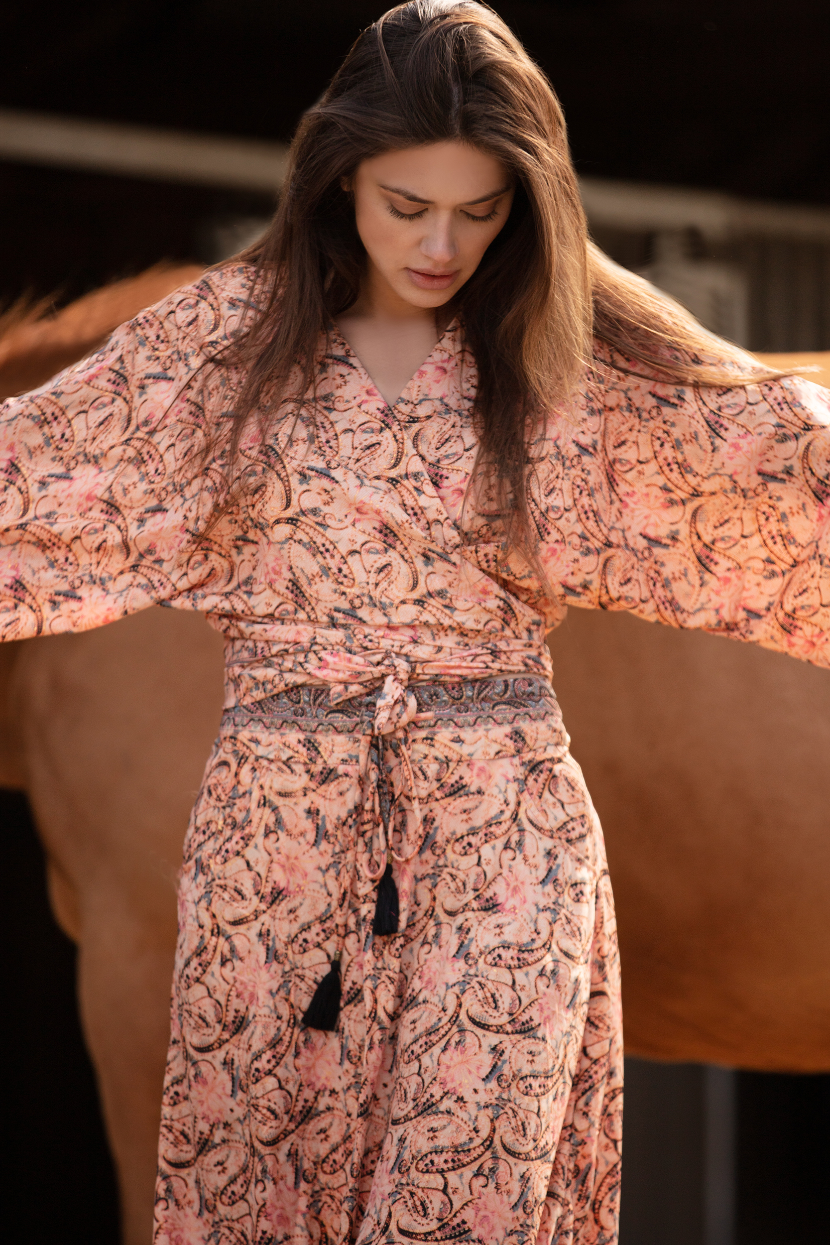 Crossover tie top in Caramel Gold 2