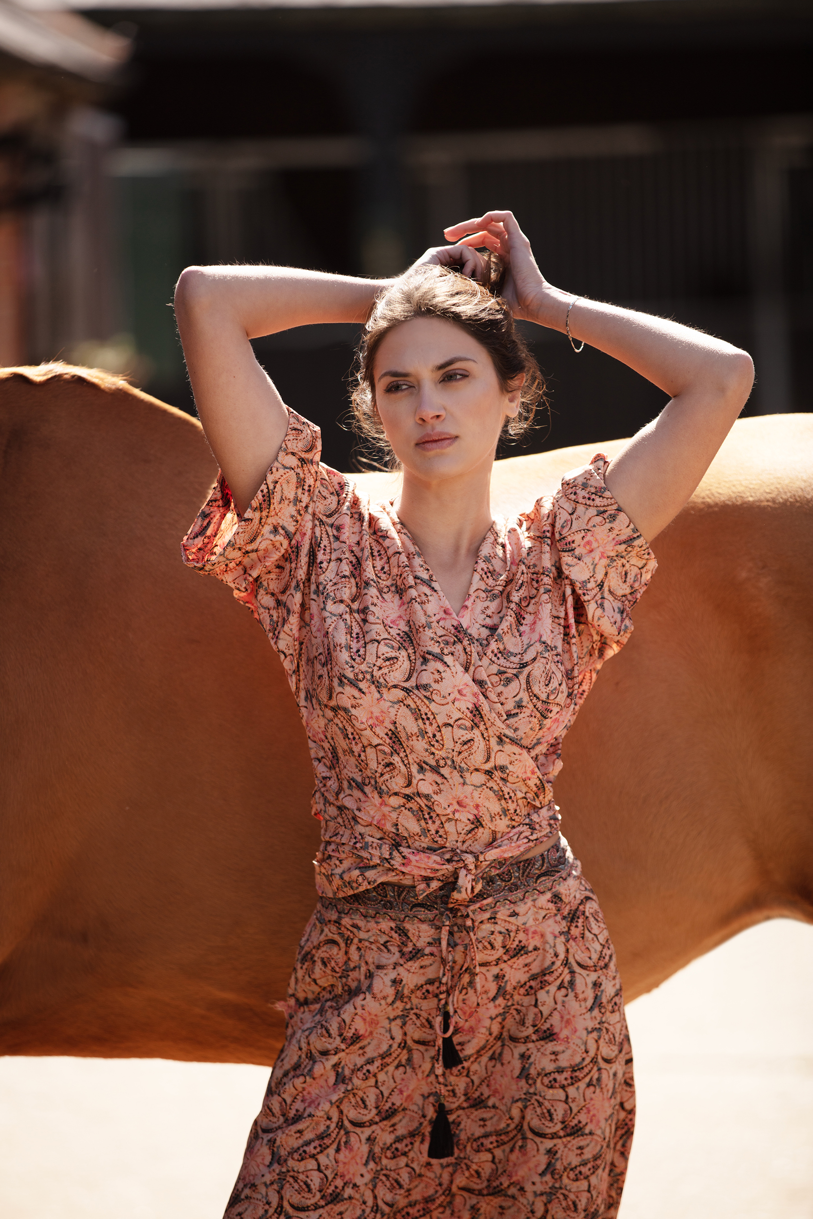 Crossover tie top in Caramel Gold 3