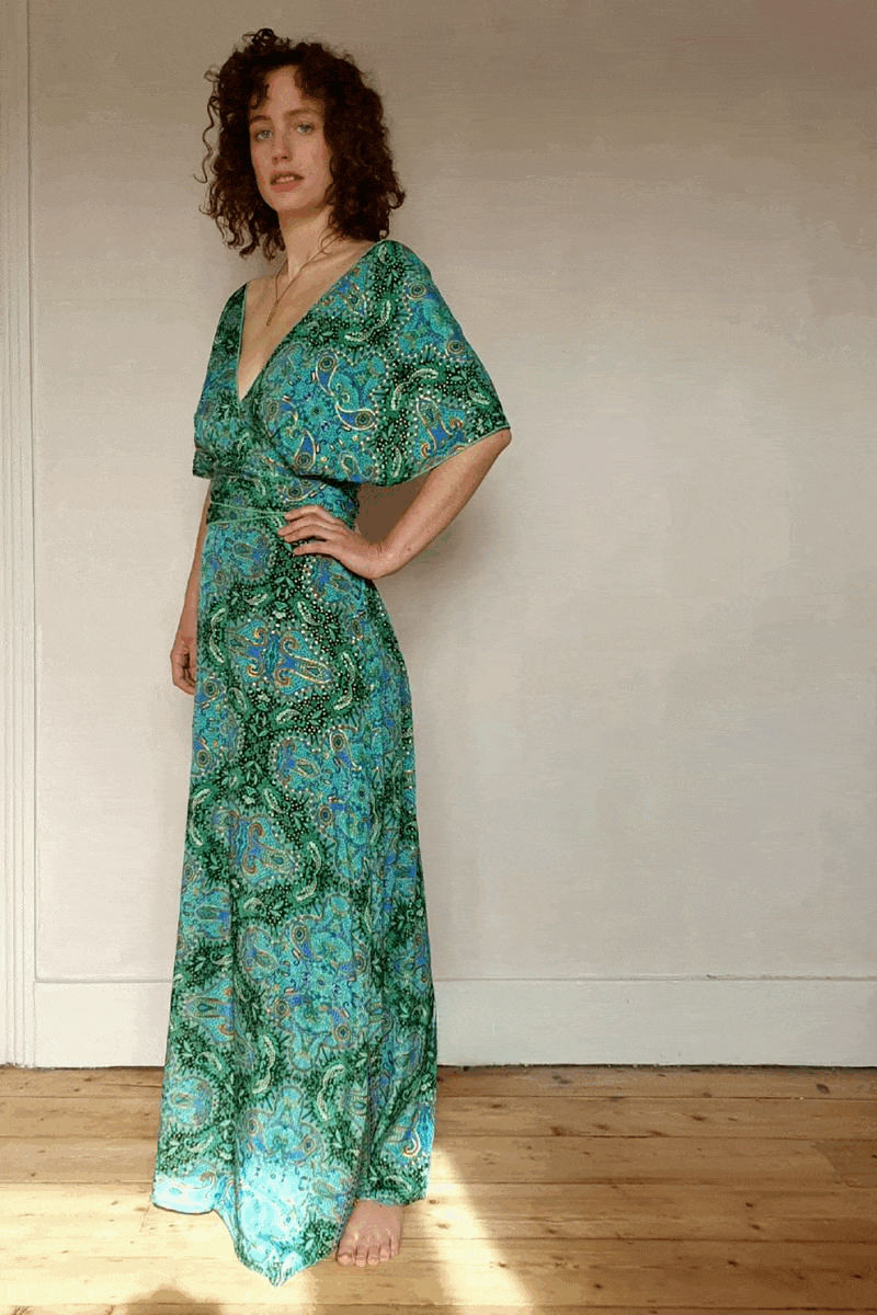 Multi Way Magic Dress in Emerald with Gold way 1