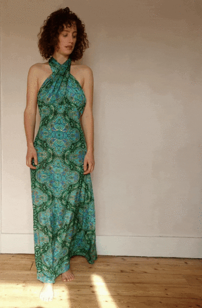 Multi Way Magic Dress in Emerald with Gold way 3
