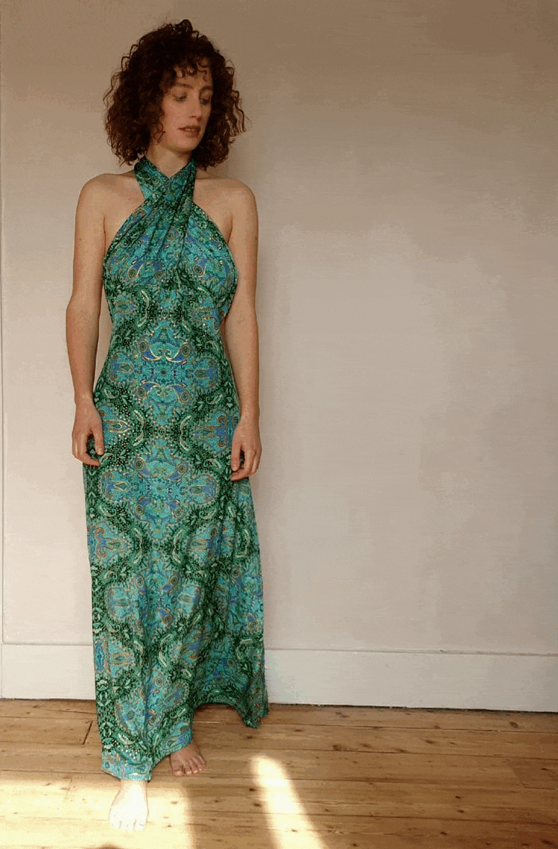 Multi Way Magic Dress in Emerald with Gold way 3