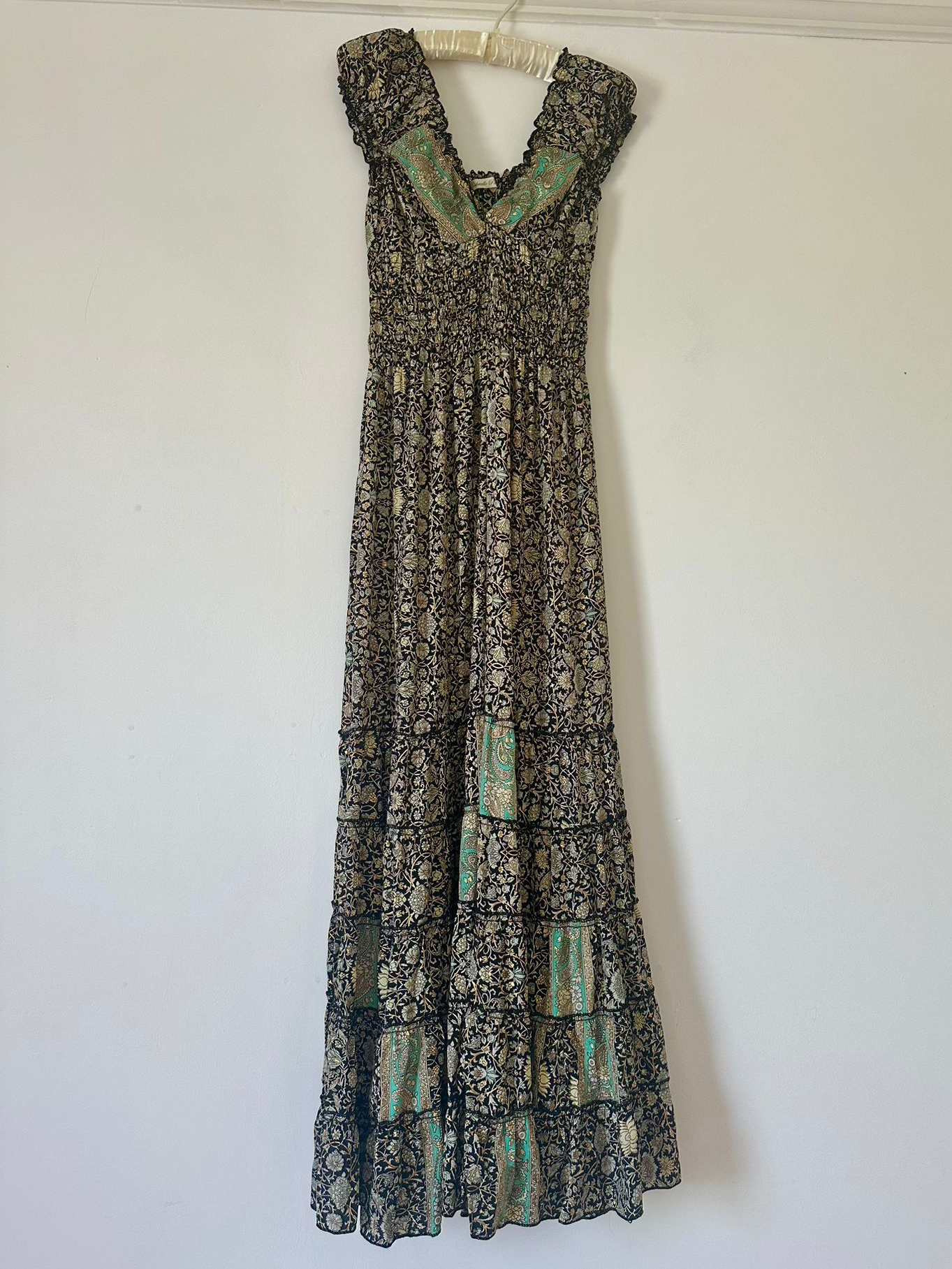 Polysilk Short sleeved Gypsy Dress Honeysuckle Gold