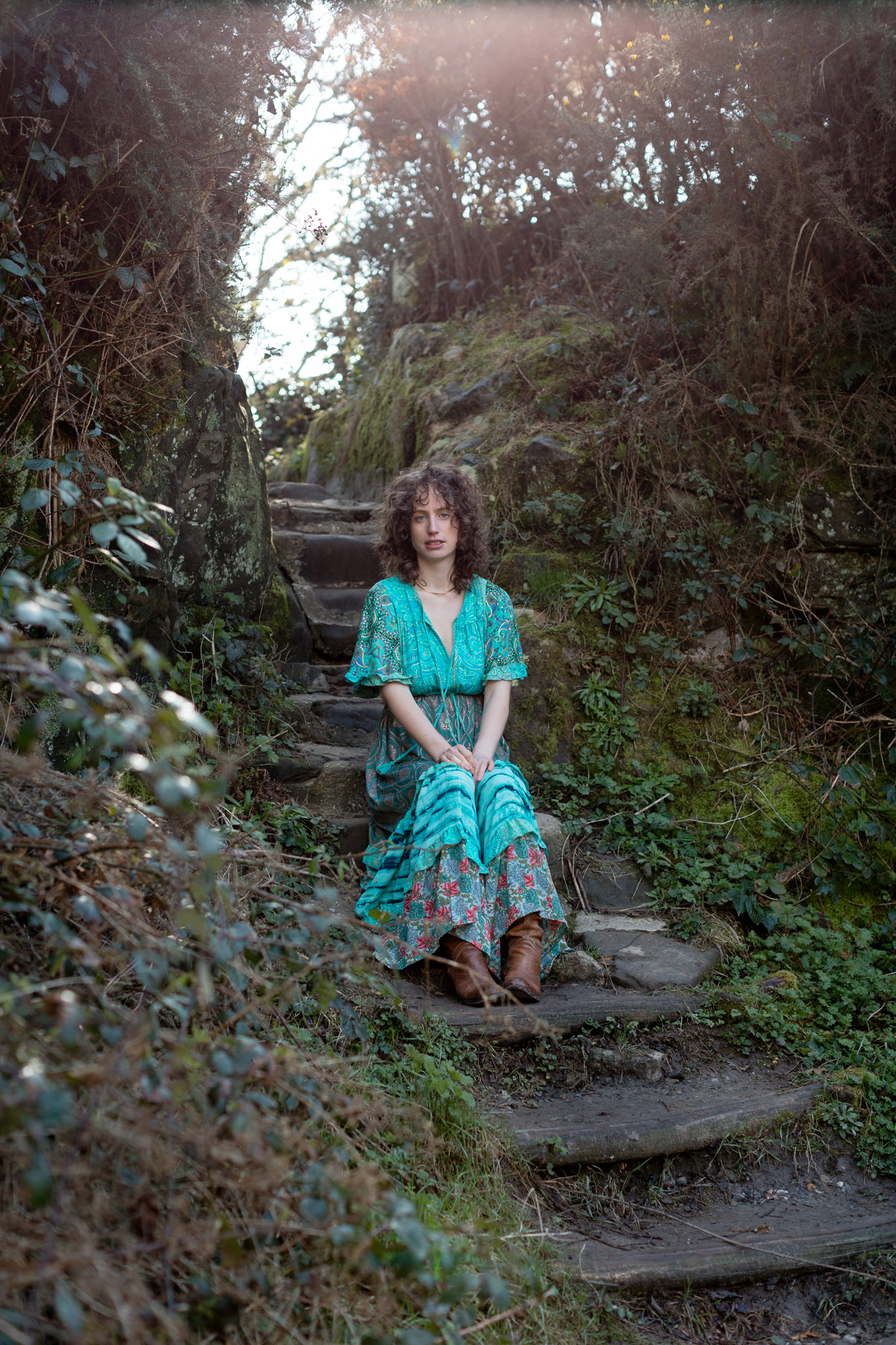 Boho Patch Dress Green Combo-142-3