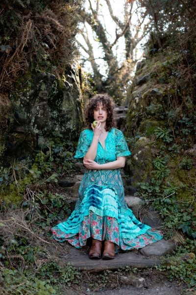 Boho Patch Dress Green Combo-150-2