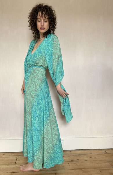 Butterfly Dress with Sarong Aqua Gold 3