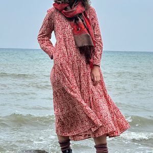 V-neck Tiered Button Dress
