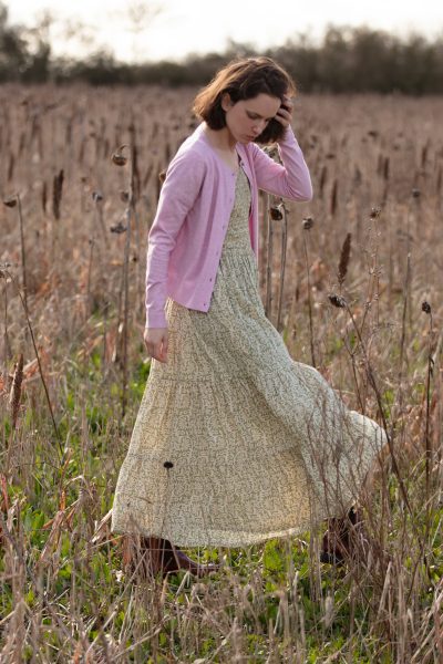 Lucy Smocked Dress Modal Sage Cream-4352-2