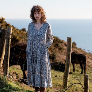 V-neck Tiered Button Dress