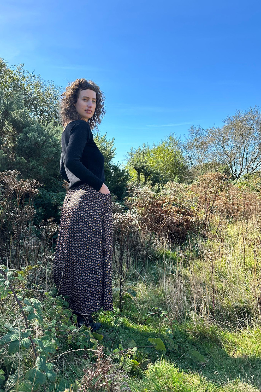 Long pocket Skirt in Black Gold Mix 2