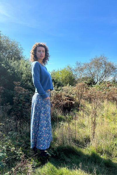 Pocket Skirt in Blue Daisy Gold 2