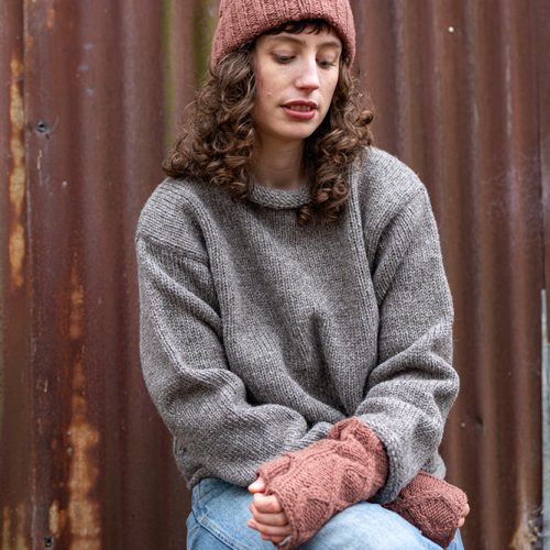 Pure wool jumper, hand warmers and hat