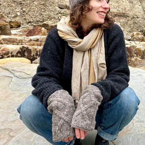 Pure wool hand warmers and hat
