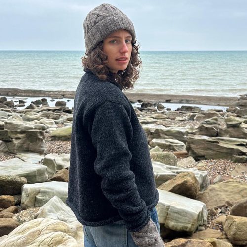 Pure wool jumper, hand warmers and hat