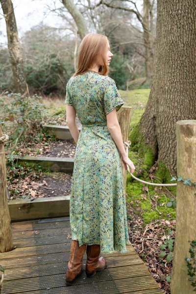 Francesca Wrap Dress in Woodland Green Modal