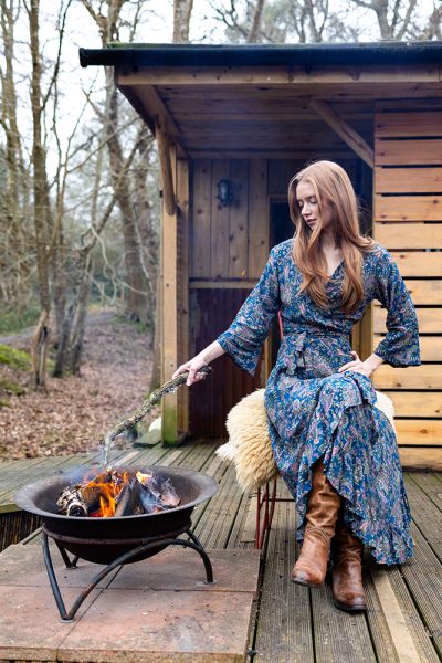 Isabella Wrap Dress in Lily Teal Gold Modal 2