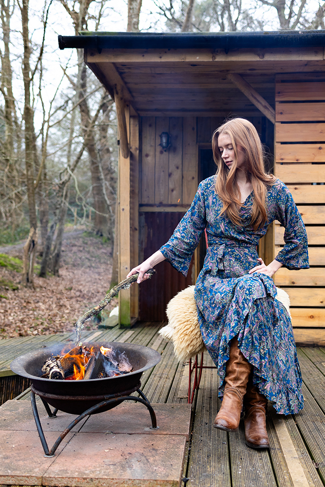 Isabella Wrap Dress in Lily Teal Gold Modal 2