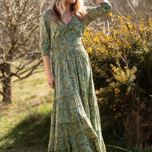 Modal Long Sleeve Gypsy Dress Woodland Green
