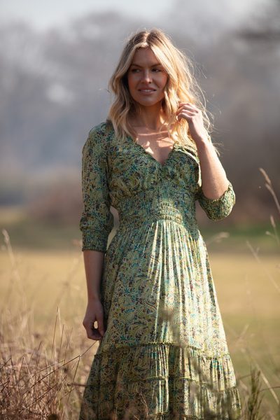 Modal Long Sleeve Gypsy Dress Woodland Green