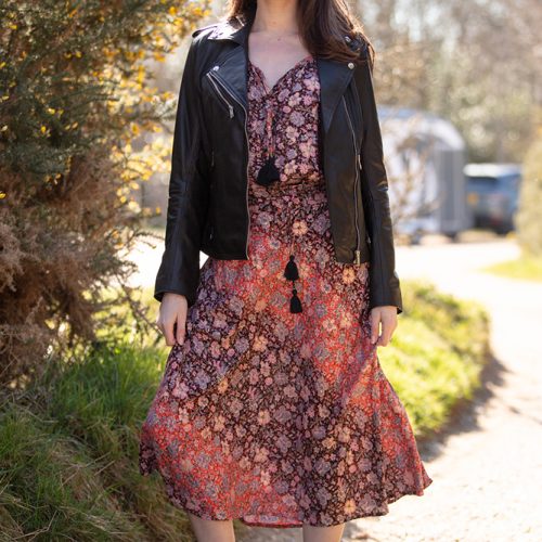 Modal Midi Pocket Skirt Meadow Coral Gold