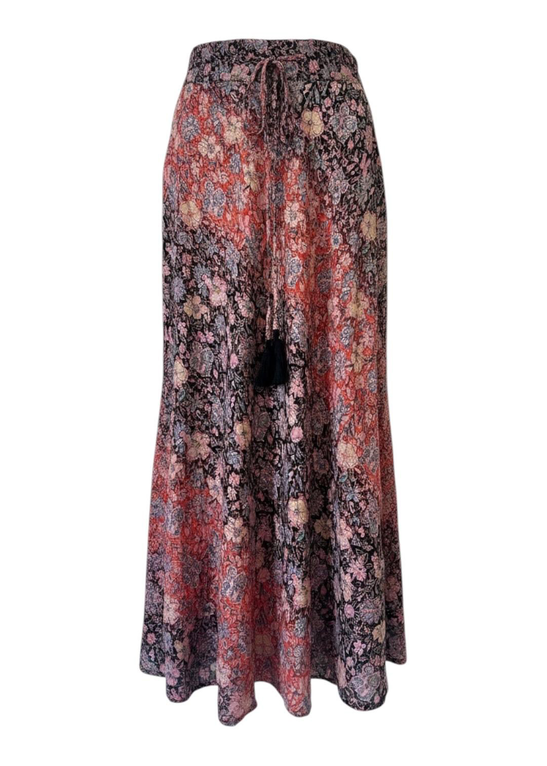 Modal Midi Pocket Skirt Meadow Coral Gold gi
