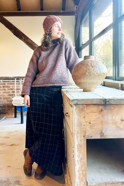 Long Wool Skirt Black Squares 1 Wool Skirt Black Squares - front