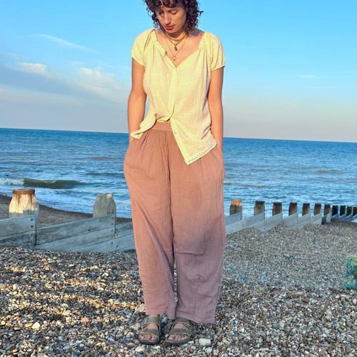 Barrel Leg Linen Trousers