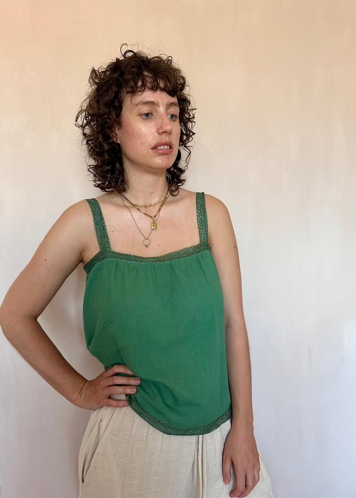 Lacy camisole to in green 3